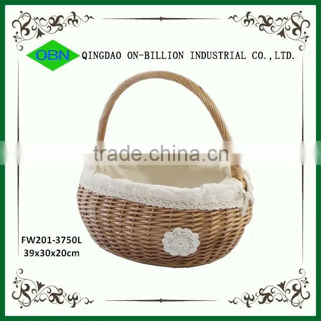 Wholesale decorative empty indian wicker wedding gift fruit basket decoration