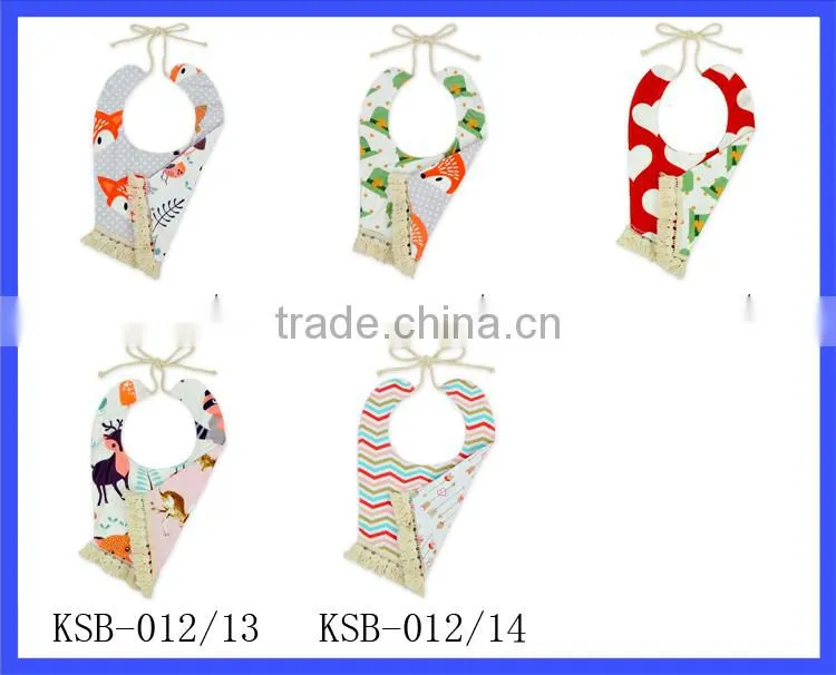 Girl top design new born baby reversible tassel bibs