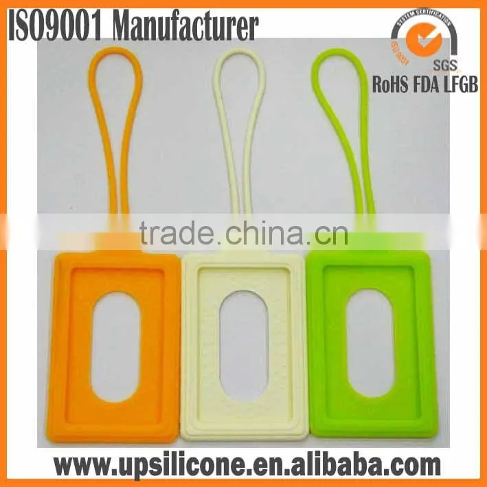 2016 wholesale washable silicone hang tags with elastic loops