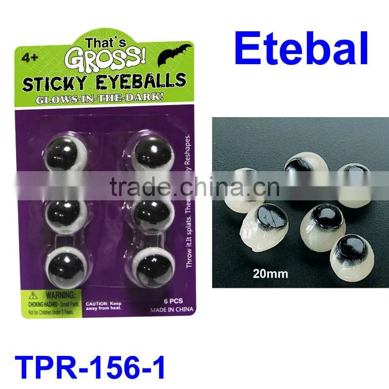 Glow in the dark and sticky toys of eyeball