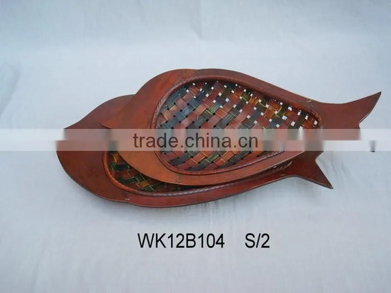 Leaf round bamboo plates in various shape bamboo decoration