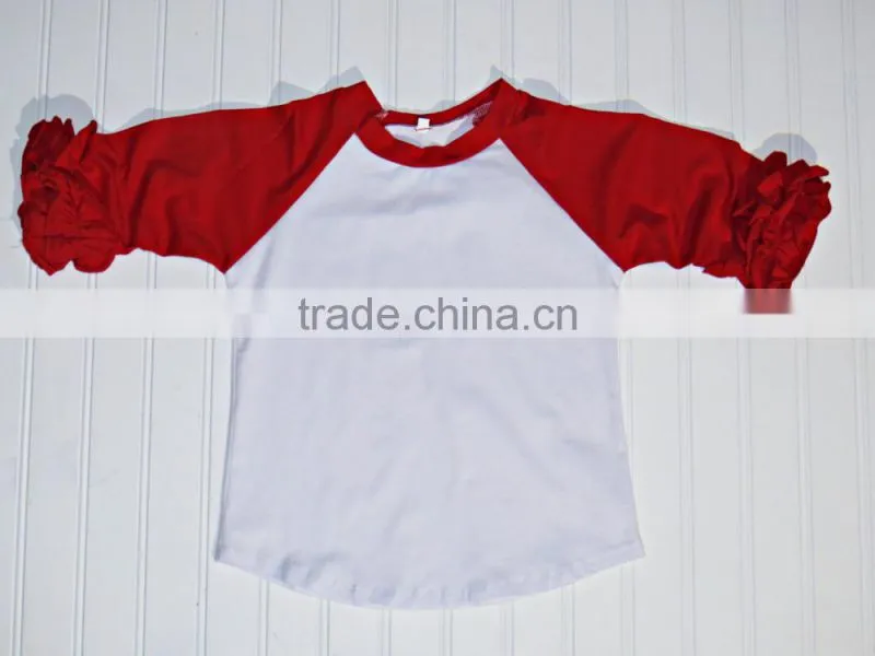 Cheap Blank Icing Ruffle Shirt Toddler Girls Football Team School Spirit kids Baseball Tee Plain T-Shirt Halloween Ruffle Raglan