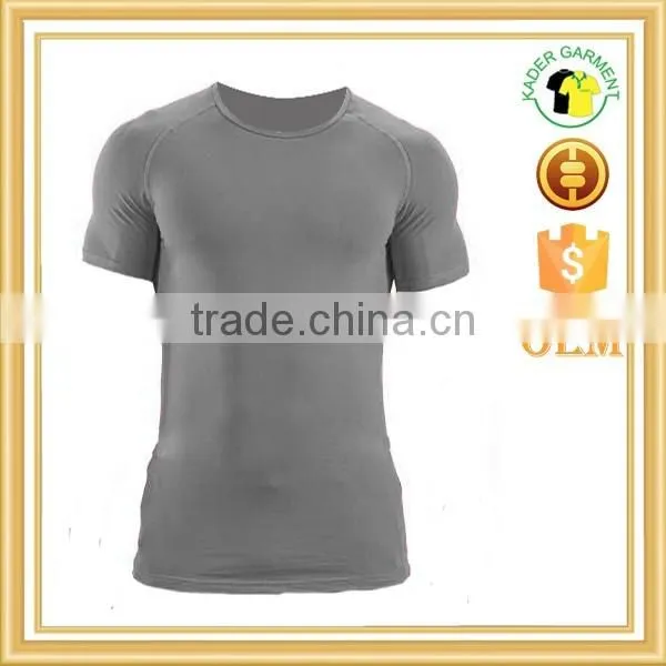 mens gym wear fitness clothing polyester muscle fit t shirt wholesale China
