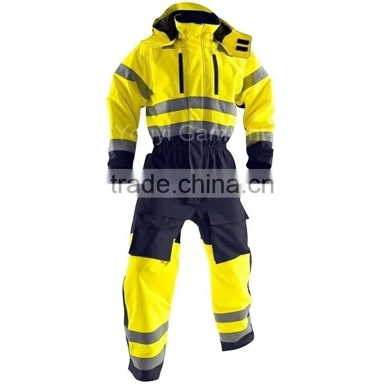 High Visibility Winter Waterproof Overall With Hood