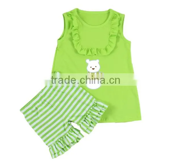 Wholesale girl summer cartoon little angel pattern suit navy fashion clothes for girls