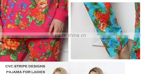 Wholesale winter full printing design pajamas L/S cotton fancy couple homewear women pajamas