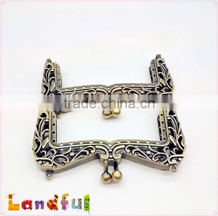 10.5cm M shape Square Vintage Gold Sewing Kiss Lock Clutch Purse Frame