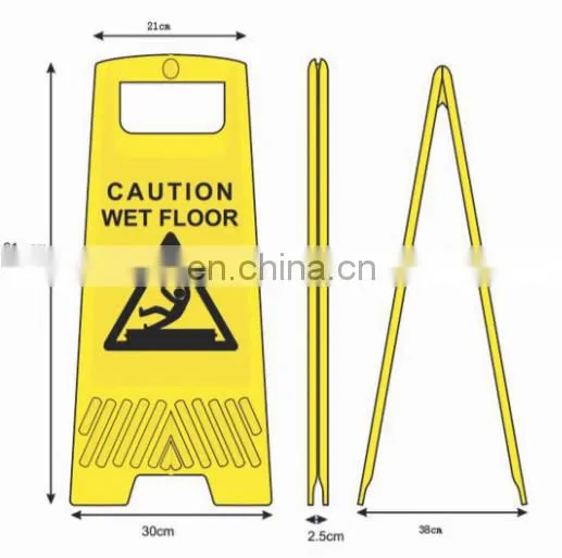 customized yellow plastic equipment warning sign with floor