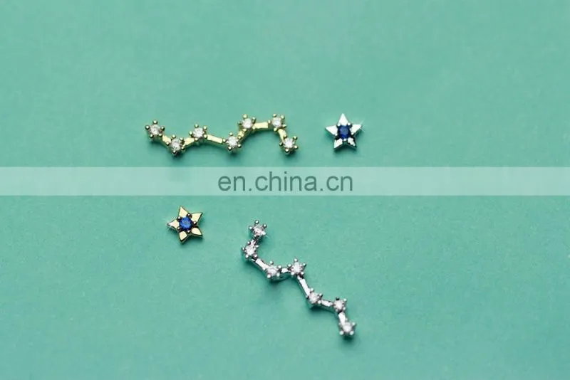 Asymmetric stud earrings darling small dipper star for your lobes