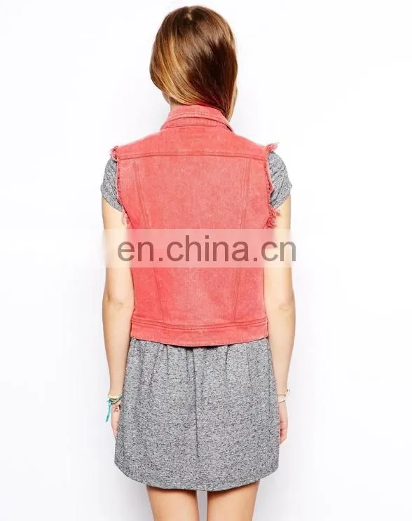 new arrival fashion jacket for women with sleeveless design, 100% manufacturer customized ladies jacket