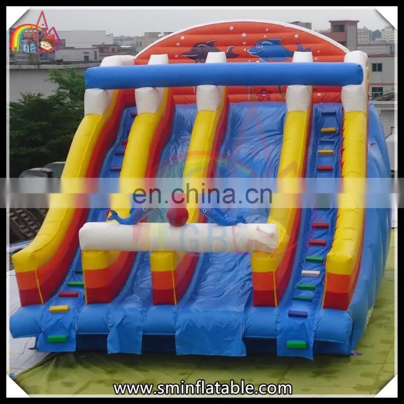 Promotion inflatable dolphins water slide, dual lane water slide for event