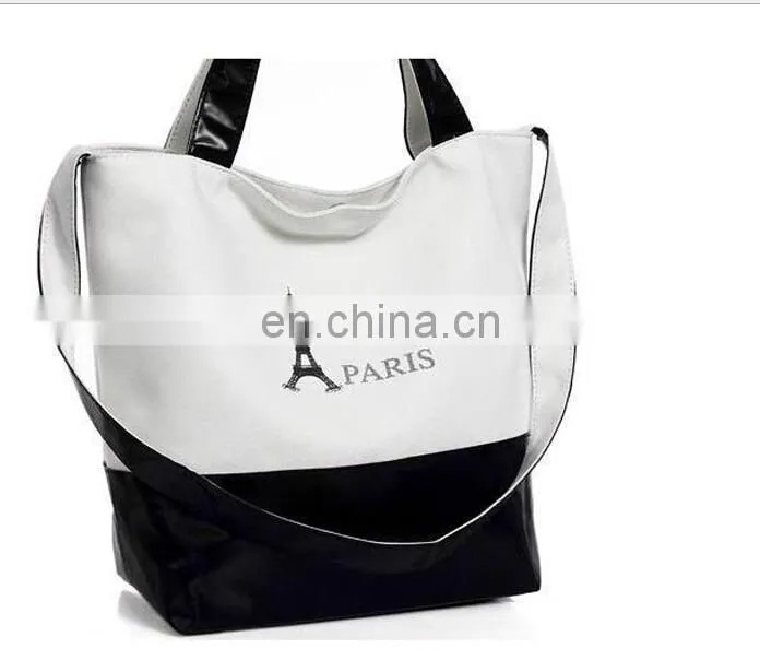 Paris mark double using Cheap durable canvas Satchel handbag