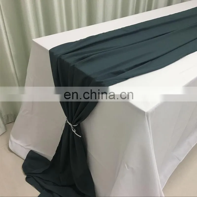 TR041#96 blue crepe de chine custom table runners for christmas