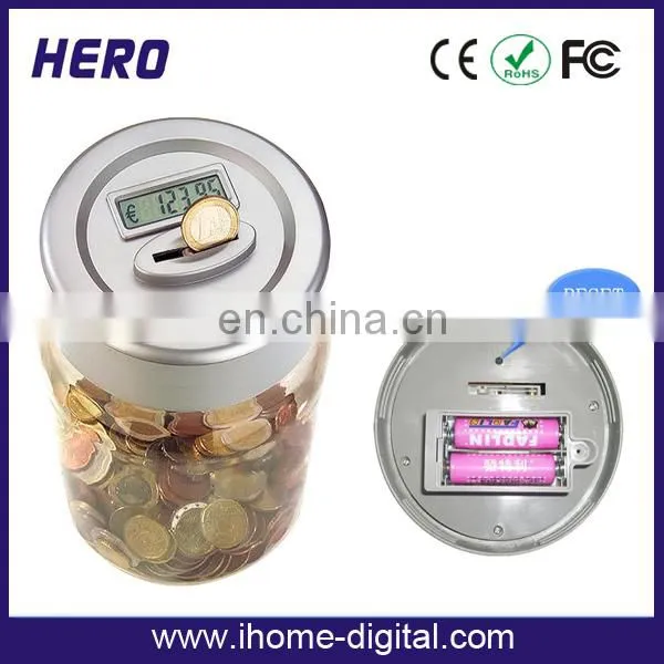 Digital transparent money saving jar custom coin bank for kids made in China