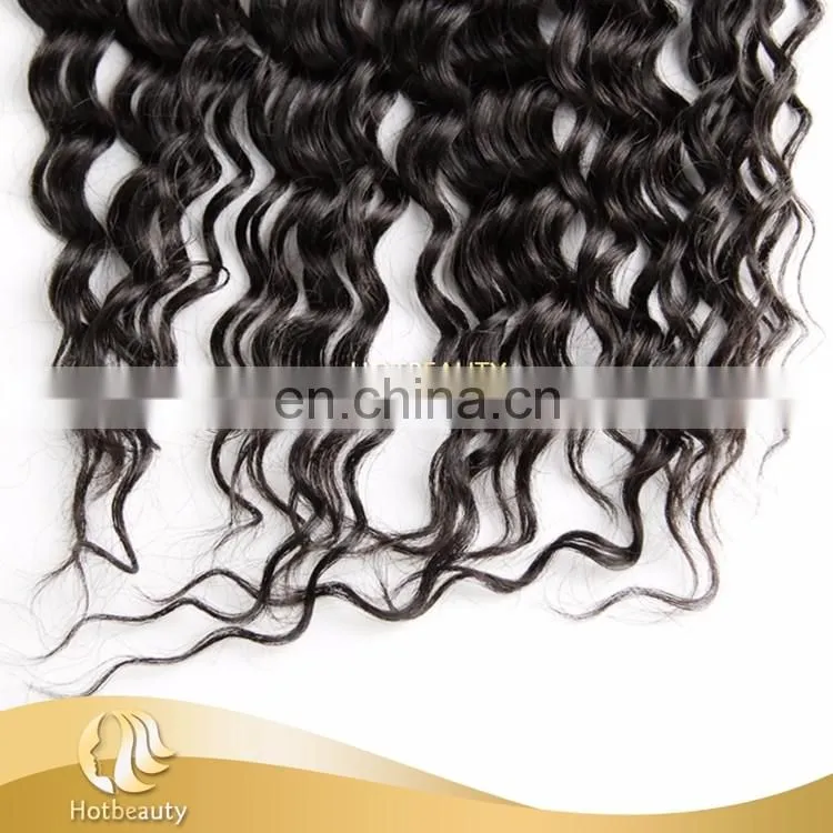 360 frontal lace closure with bundles natural remy extensions hair deep wave