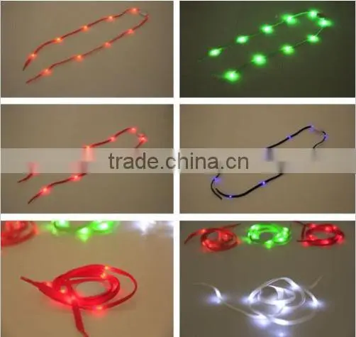 LED Shoe Laces Light Flashing Shoelaces Flat Laces Fashion Creative Gift 2016