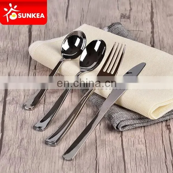 Disposable food grade plastic fork and plastic spoon and plastic knife
