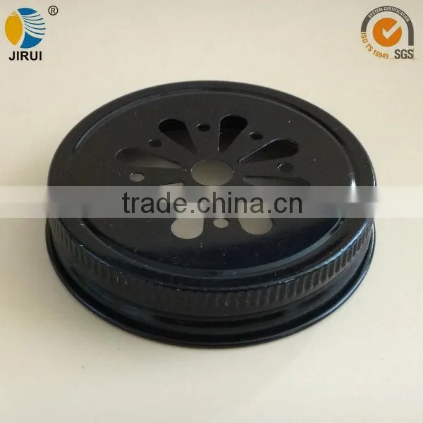 70mm black daisy cut style metal lug cap for manson jar