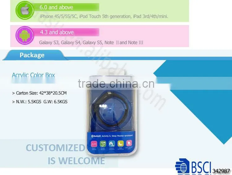 For Andriod and iOS Fitness Wristband Pedometer With Bluetooth