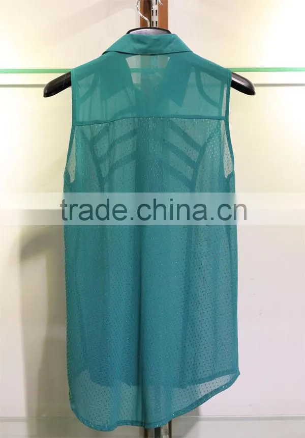 gold stamp chiffon top with sequin for women