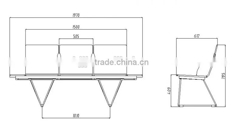 Good price Europe patented indoor public waiting chair seating benches for airport salon bus station hospitable H63D-M