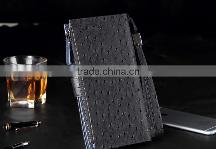 business men card holder long style clutch multifunction wallet high capacity ostrich leather gift purse for businessmen