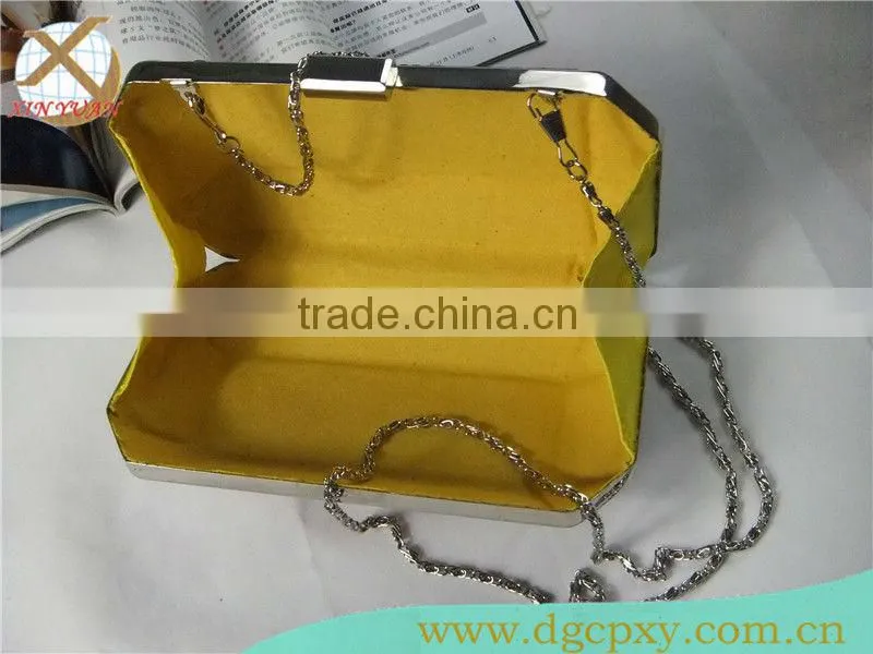 snake leathe octagon metal minaudiere clutch box with chian handle