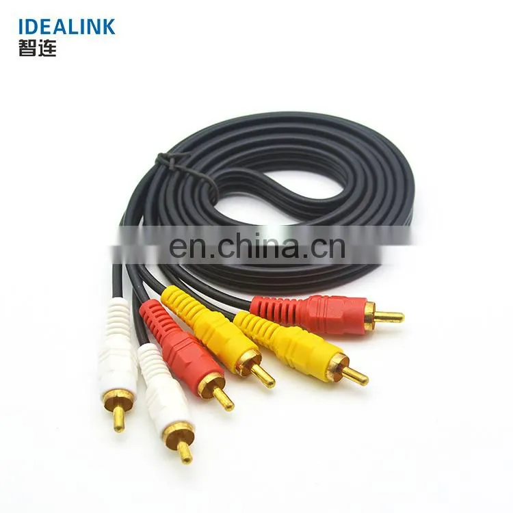 Free sample high quality 1.5m black 3 rca to 3 rca av cable audio video cable