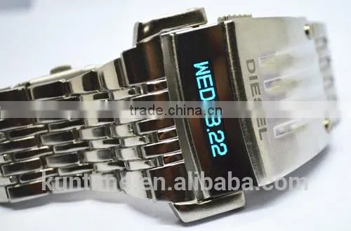 machine cat head stainless steel back metal bracelet watch lcd display
