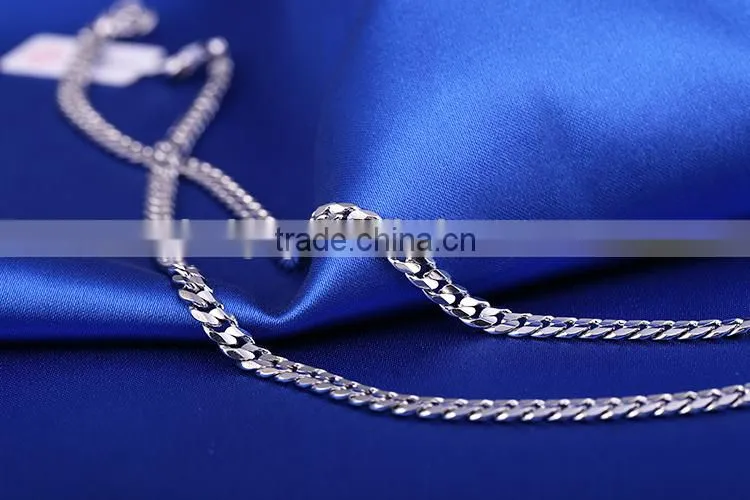 2015 wholesale fashion jewelry rhodium plated curb chain necklace