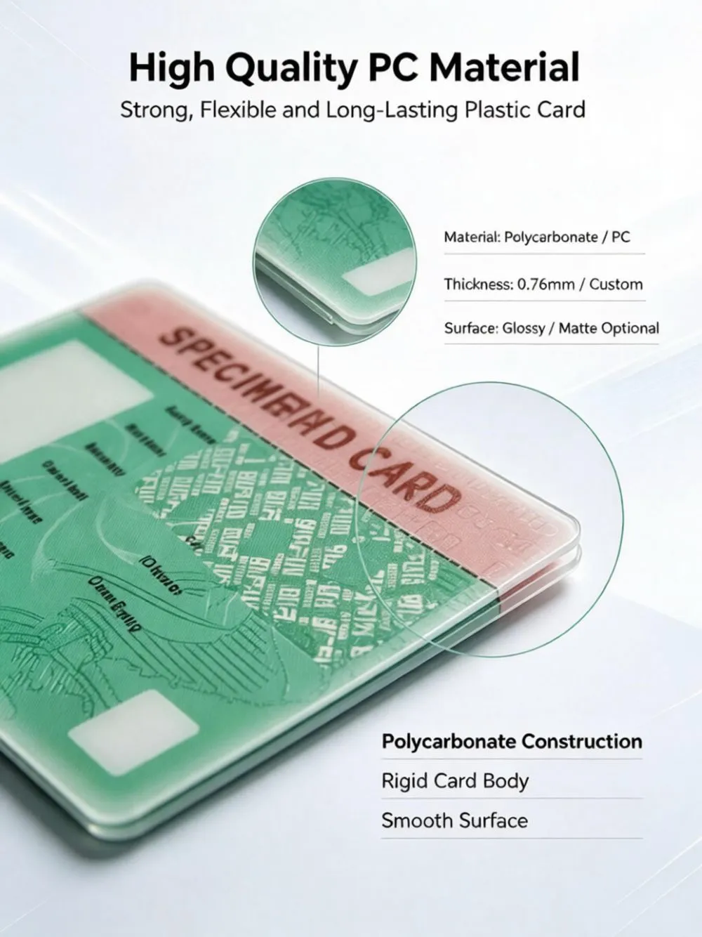 Material innovation, quality improvement, ingenuity PC card for a practical new experience