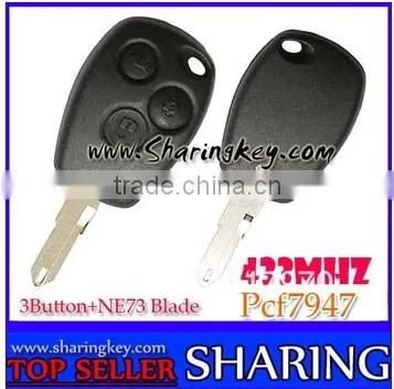 Renault Megana Laguna Cilo Scenic 3 Button Remote Key PCF7947 Chip Ne73 Blade 434MHZ