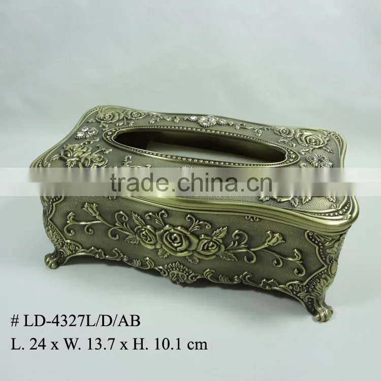 Metal rectangle rose Tissue Box (LD-4327L/D/P)