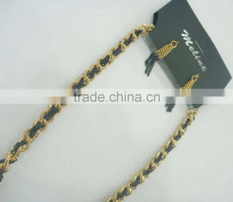 FASHION METAL CHAIN TASSEL NECKLACE EARRING SET