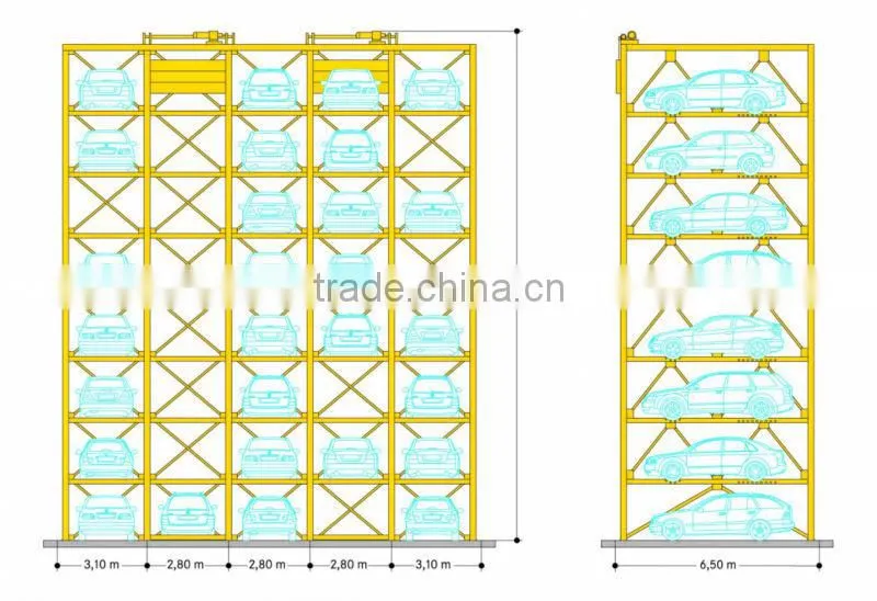 3 to 8 level car parking system/automated robotic car parking