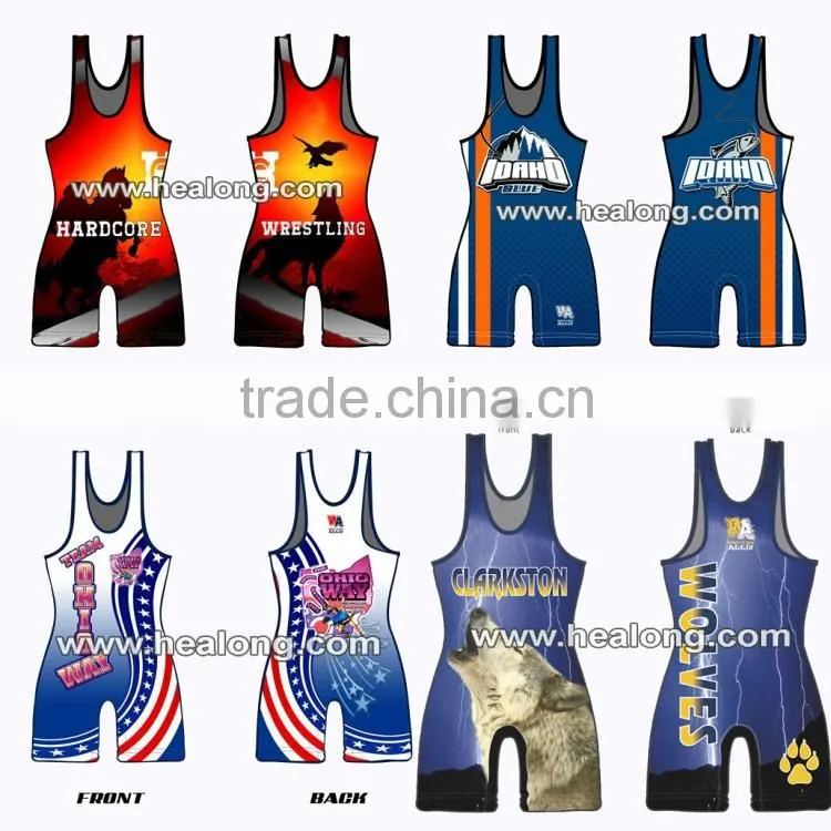 wholesales custom sublimation wrestling singlet. cool dry fit wresting vest , cheap wresting uniforms for sale