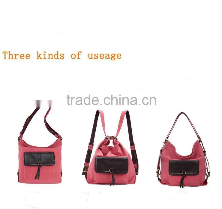 2902-Latest canvas backpack,fashion travel bag,three way function bag