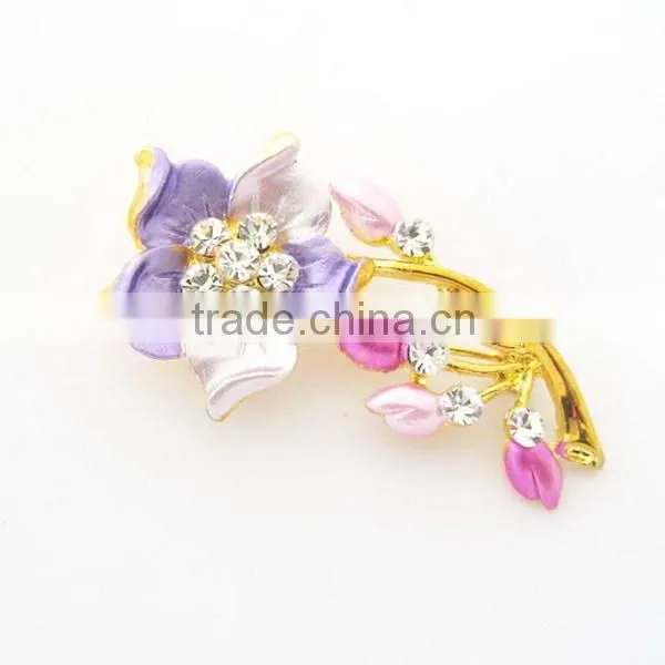 Gold platting enamel &crystals flower brooch fashion wholesale brooch pin china yi wu supplier