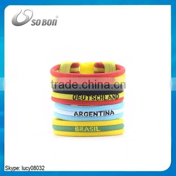2016 sport bracelet, health negative ion sports country flag silicone bracelets