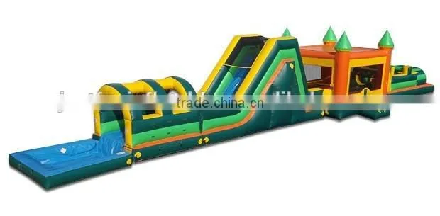 78ft long children inflatable slide obstacle game slide combo for sale