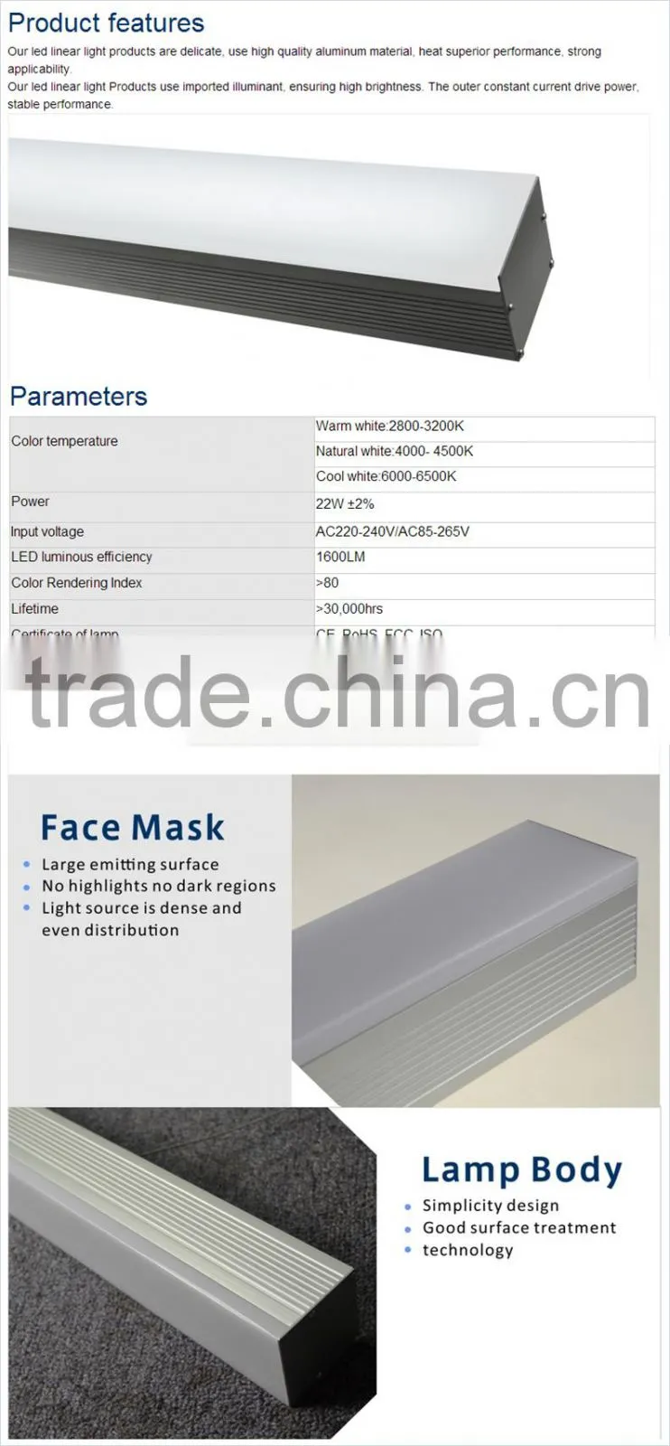 pendant led light decoration for office and supermarkets, 2 years warranty