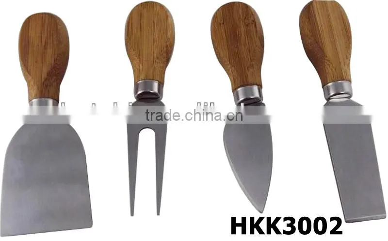new hot sale cheese knife set with heart hole wooden handle