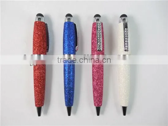 Beautiful PU Leather Twist Metal Small Stylus Pens For Touch Screens