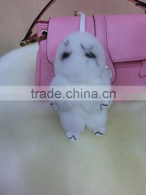Mini Cute Rabbit Fur Keychain For Gift / Genuine Rex Rabbit Fur Bag Accessories