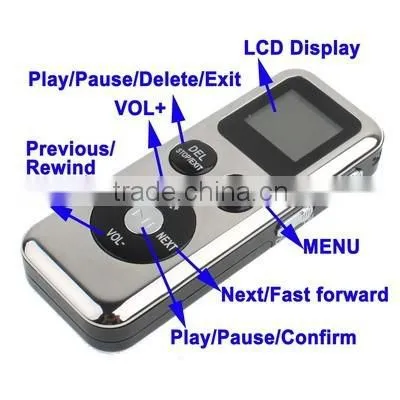 Support Telephone recording 4GB Digital Voice Recorder Dictaphone MP3 Player with TF Card Slot