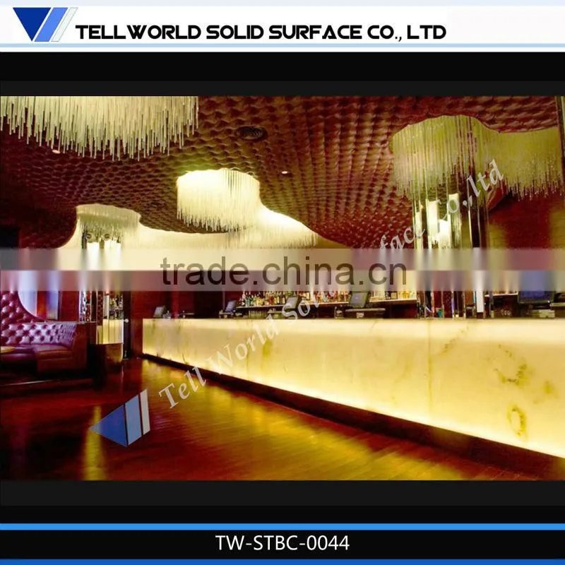 hot sale modern fashionable high quality beauty luxury artificial marble mini led bar counter