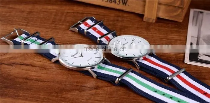 hot style fashion design watch business nylon tape ultra-thin stripe watch silicone sports watch