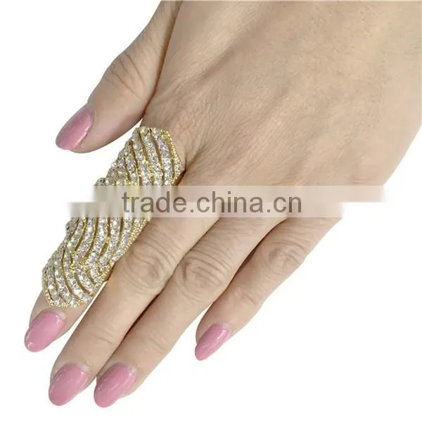 New Arrival Hollow Crystal Link Finger Ring Womens Fashion Ring Jewelry