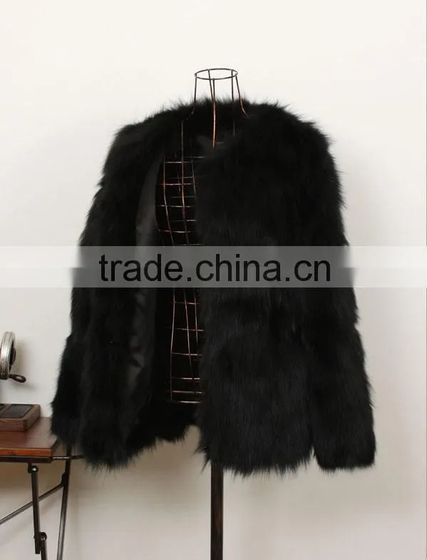 New fashion black high quality sex fox fur coat woman