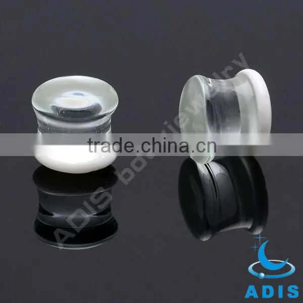 Attractive Wholesale Glass Piercing Ear Tunnel Transparent Pyrex Glass Ear Plugs